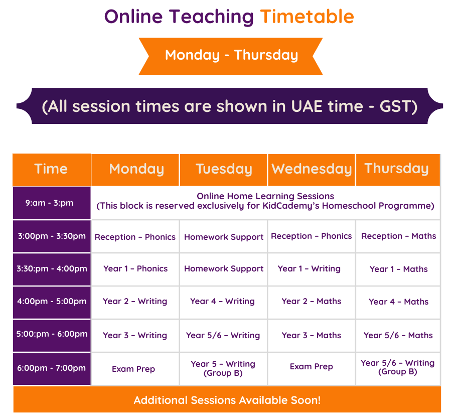 online teching timetable